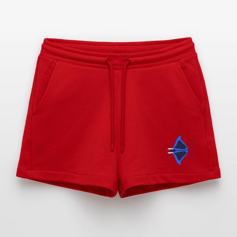 Manta Linear Blue Stylized Organic Relaxed Cropped Shorts Made in EU