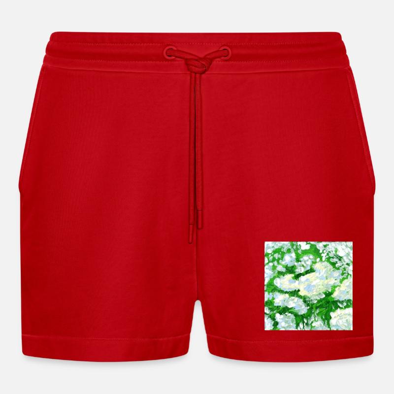Peintures de sureau - Short bio décontracté court fabriqué en UE - rouge
