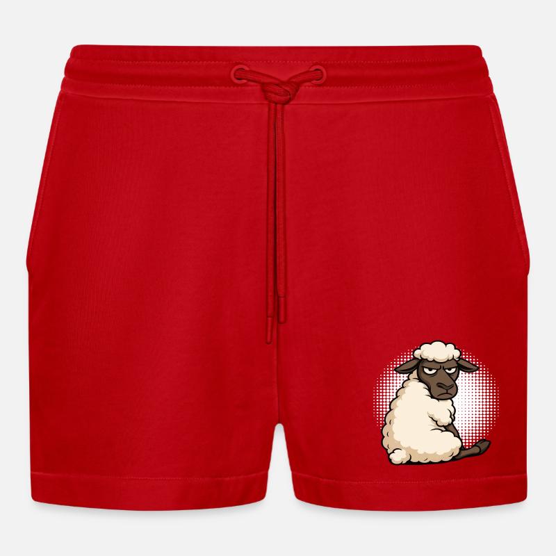 Schaf Schafe Schäfer Schafhalter Schafbock - Organic Relaxed Cropped Shorts Made in EU - Rot