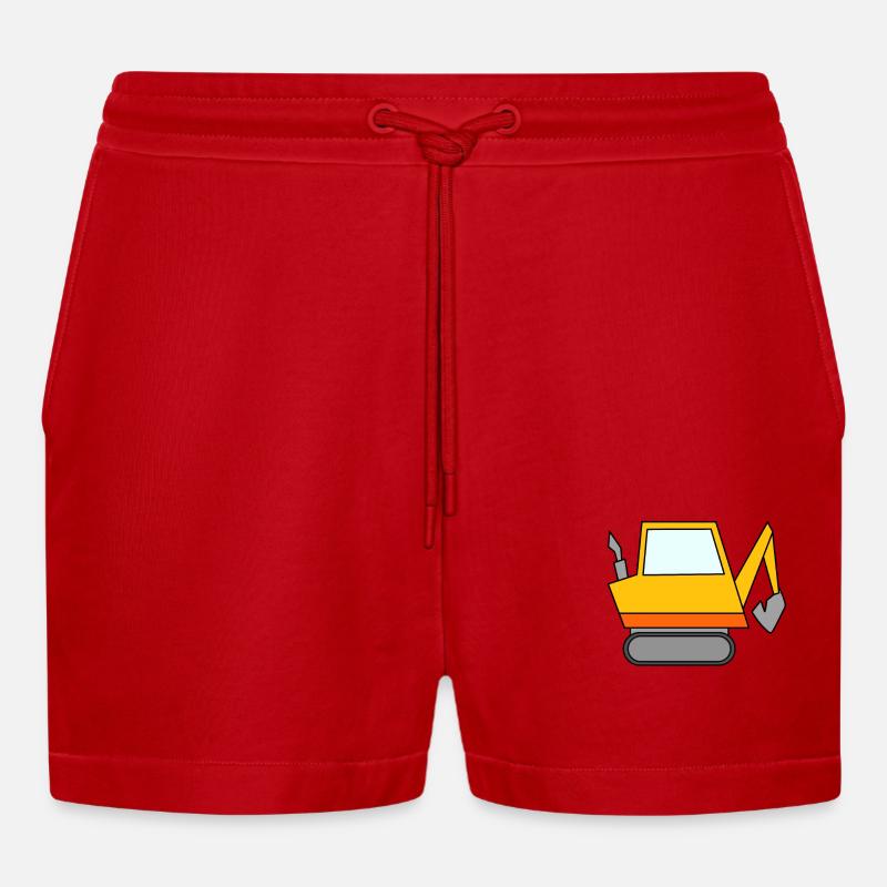 Bagger Baustelle Baggerfahrer - Organic Relaxed Cropped Shorts Made in EU - Rot