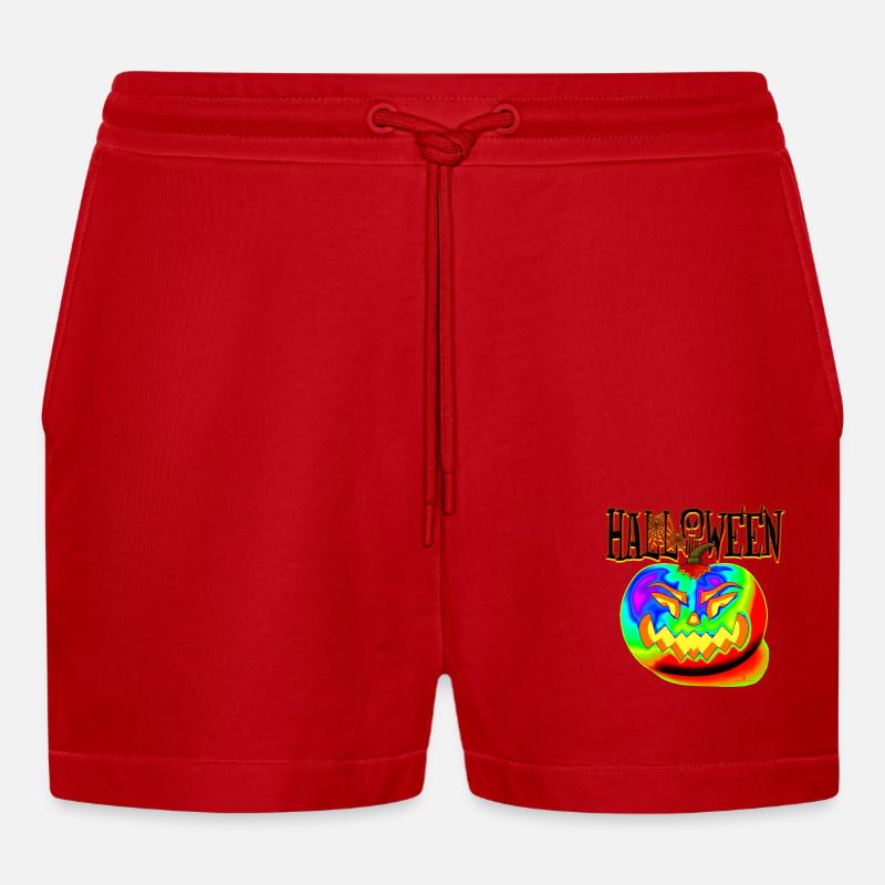 HELLOWEEN REGENBOGEN - Organic Relaxed Cropped Shorts Made in EU - Rot