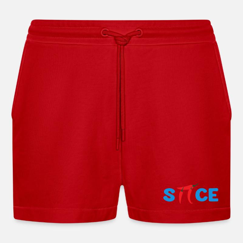 Spice Chilli PI Science Funny - Organic Relaxed Cropped Shorts Made in EU - red