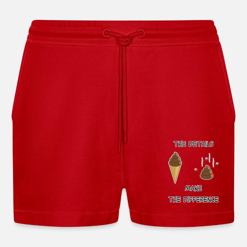 Eis oder kacken? - Organic Relaxed Cropped Shorts Made in EU - Rot