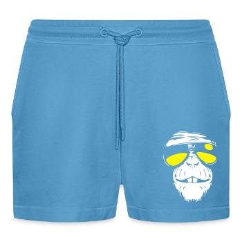 Cool Monkey - Coole Affe - Organic Relaxed Cropped Shorts Made in EU -  Sol Blue - Front