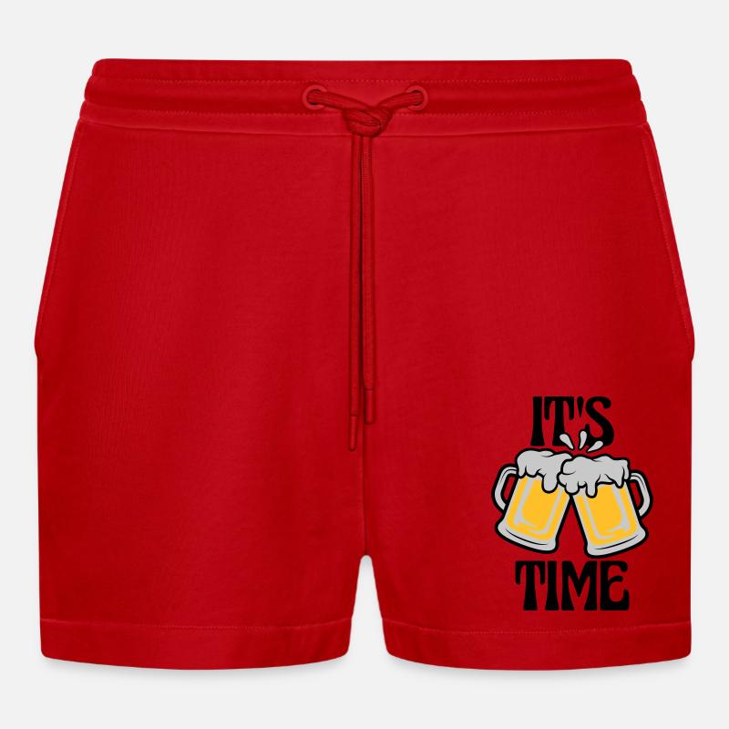 It s Bier - Organic Relaxed Cropped Shorts Made in EU - Rot