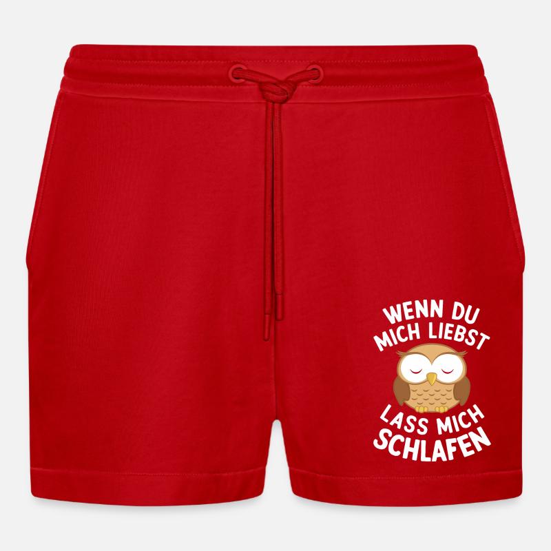Nachteule Eule Eulen Vogel - Organic Relaxed Cropped Shorts Made in EU - Rot