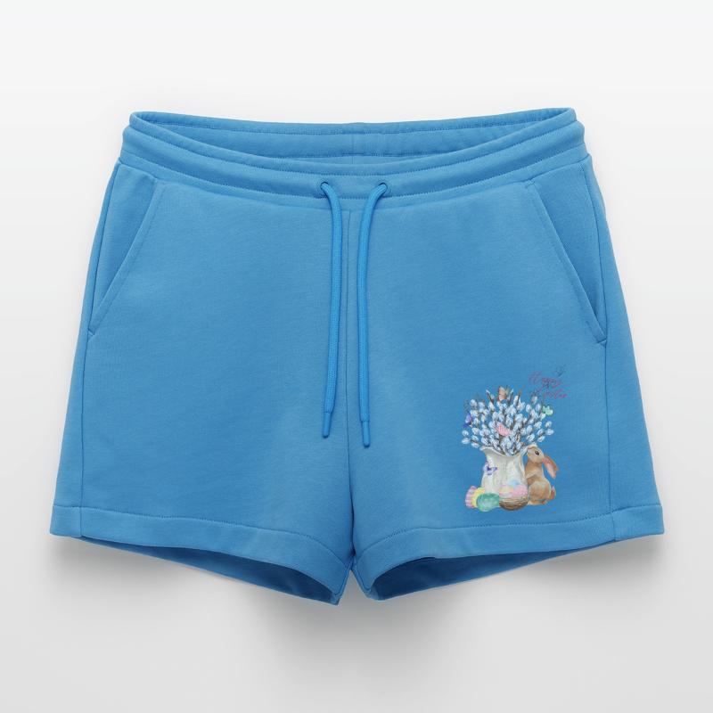 Happy Easter - Willow with Easter Eggs Organic Relaxed Cropped Shorts Made in EU