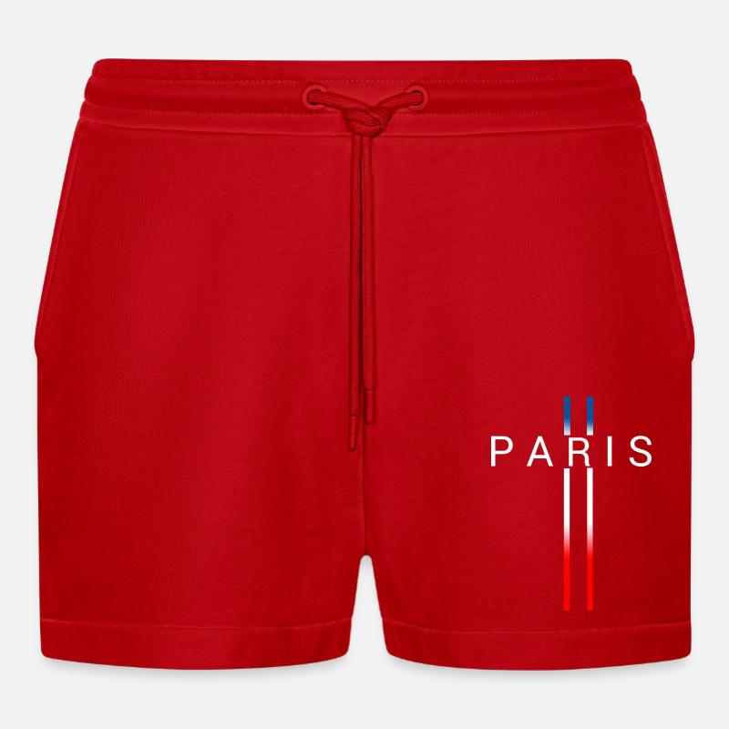 FRANKREICH - Organic Relaxed Cropped Shorts Made in EU - Rot