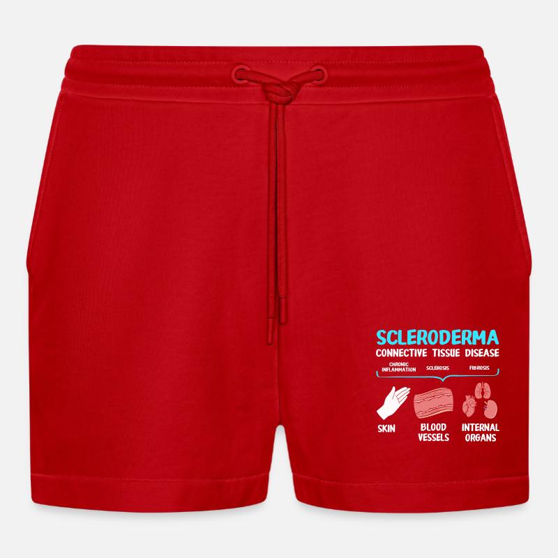 Scleroderma - Organic Relaxed Cropped Shorts Made in EU - red