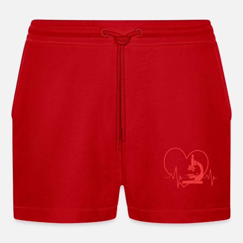 Structural formula molecule - Organic Relaxed Cropped Shorts Made in EU - red
