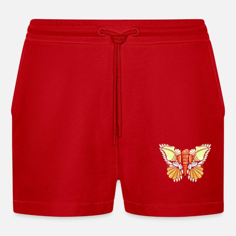 Shell Shell Collector - Organic Relaxed Cropped Shorts Made in EU - red
