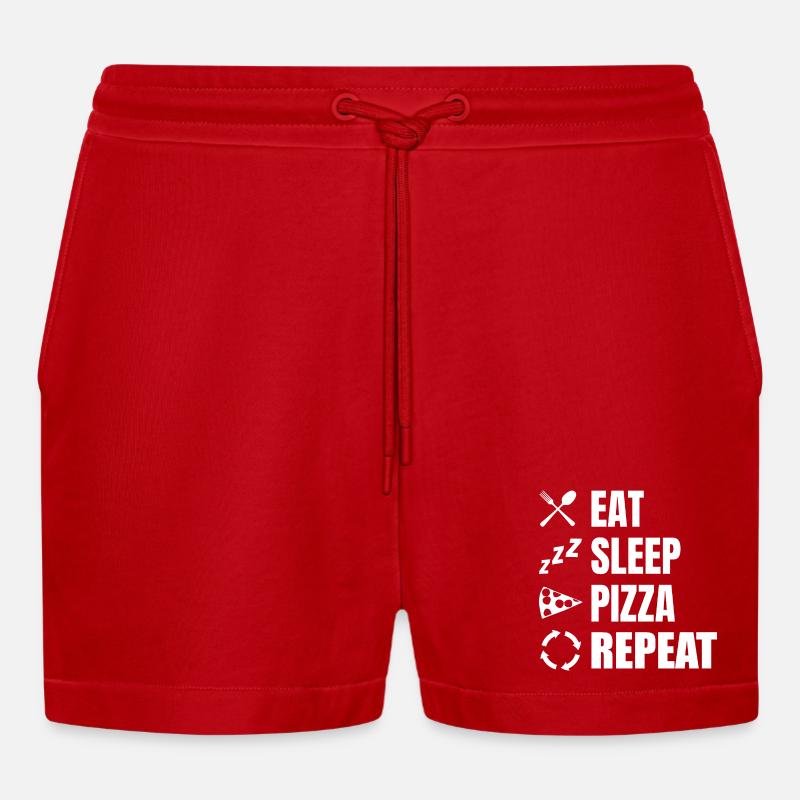 Manger Dormir Pizza Répéter - Short bio décontracté court fabriqué en UE - rouge
