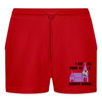 I am as poor as a church mouse - Organic Relaxed Cropped Shorts Made in EU - Rot - Vorne