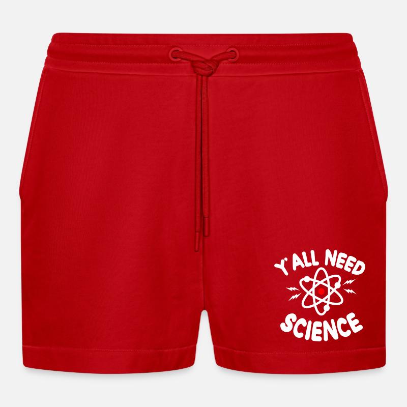 Science pour tous Tee Atom - Short bio décontracté court fabriqué en UE - rouge