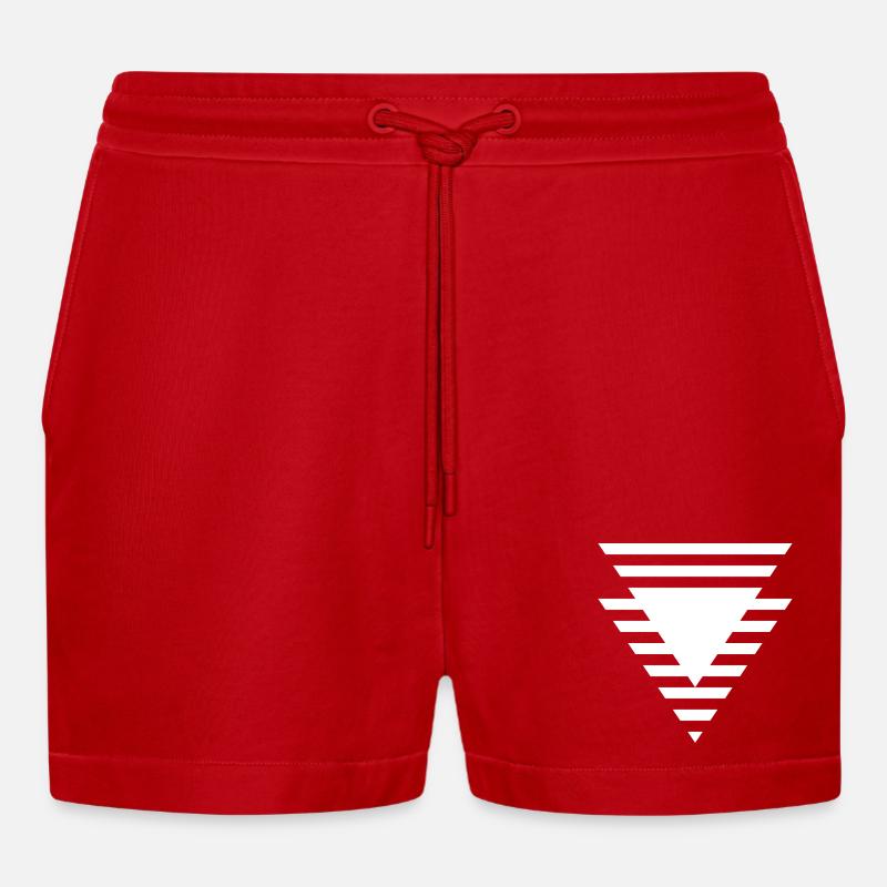 Stepped Triangular Prism - Organic Relaxed Cropped Shorts Made in EU - red