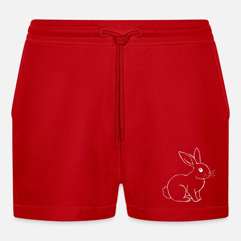 Rabbit Bunny Bunny Dwarf Rabbit Gift - Organic Relaxed Cropped Shorts Made in EU - red
