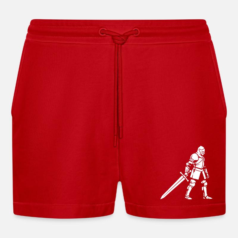 Schwarzer Ritter Silhouette Schatten - Organic Relaxed Cropped Shorts Made in EU - Rot