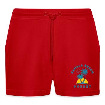 Kamala Beach Phuket Sonnenuntergangspalme - Organic Relaxed Cropped Shorts Made in EU - Rot - Vorne