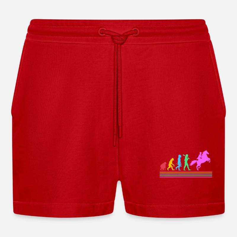 Pferderennen Evolution - Organic Relaxed Cropped Shorts Made in EU - Rot