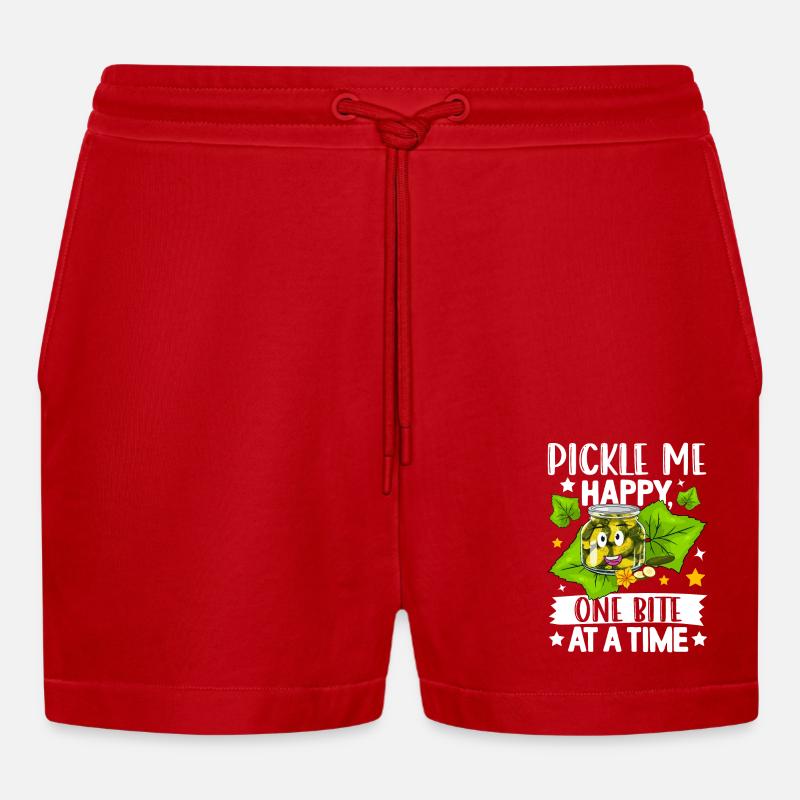 pickles- Gurken Geschenke, Gurken Tshirt - Organic Relaxed Cropped Shorts Made in EU - Rot