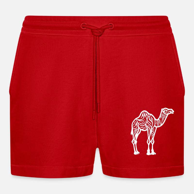 Kamel - Organic Relaxed Cropped Shorts Made in EU - Rot