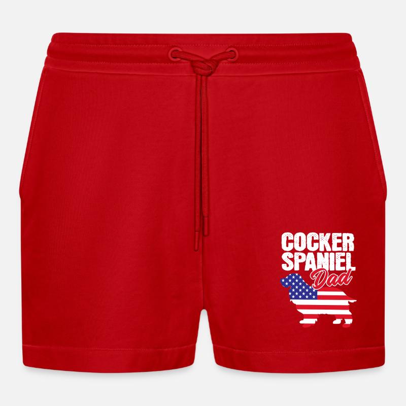 Cocker Spaniel Vater - Organic Relaxed Cropped Shorts Made in EU - Rot