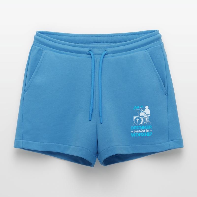 Drumsticks Drums Drummers Organic Relaxed Cropped Shorts Made in EU
