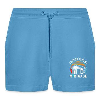 Condominium Debt Mortgage - Organic Relaxed Cropped Shorts Made in EU -  Sol Blue - Front
