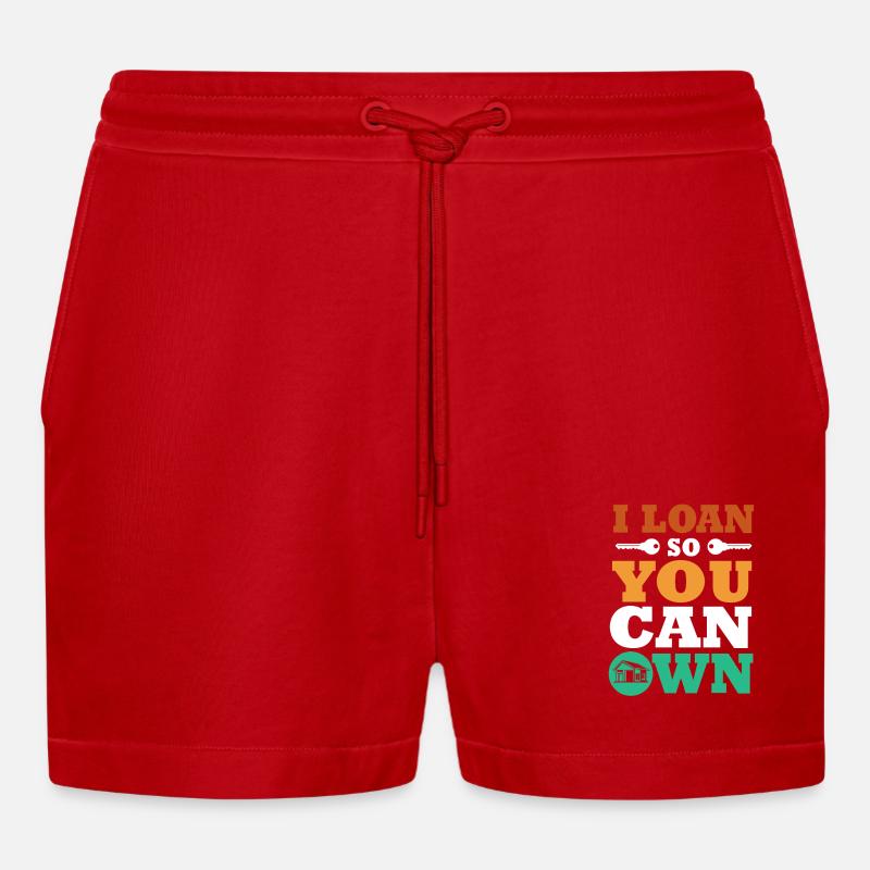 Mortgage Condominium Debt - Organic Relaxed Cropped Shorts Made in EU - red