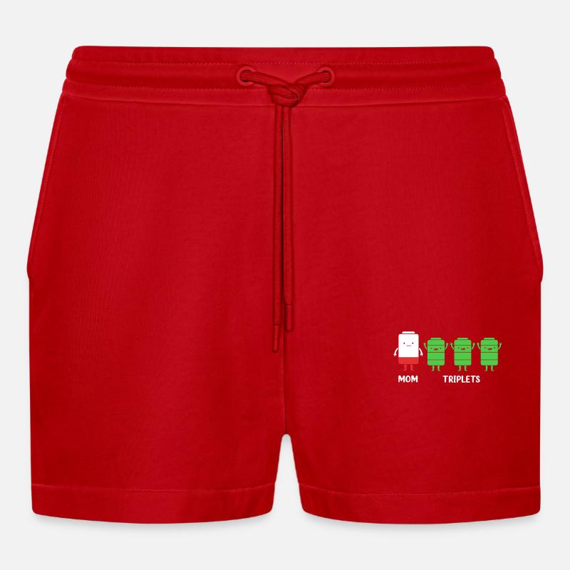 Drilling Mutter Mama - Organic Relaxed Cropped Shorts Made in EU - Rot