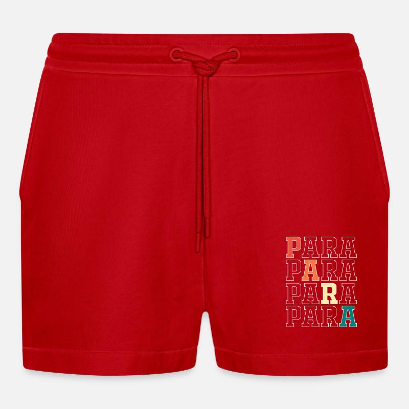 Paraeducator Lehrerassistent Paraprofessional - Organic Relaxed Cropped Shorts Made in EU - Rot