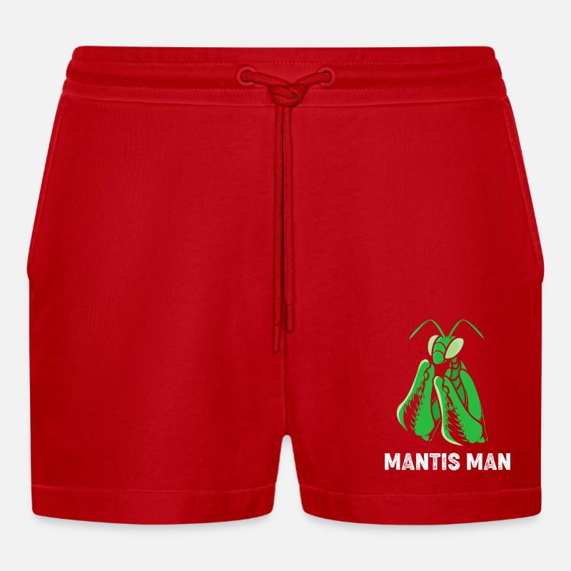 Gottesanbeter Gottesanbeterin Mantis - Organic Relaxed Cropped Shorts Made in EU - Rot