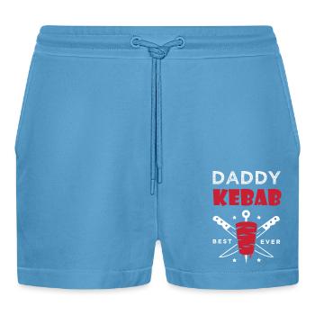 daddy kebab gift dad chef best kebab - Organic Relaxed Cropped Shorts Made in EU -  Sol Blue - Front