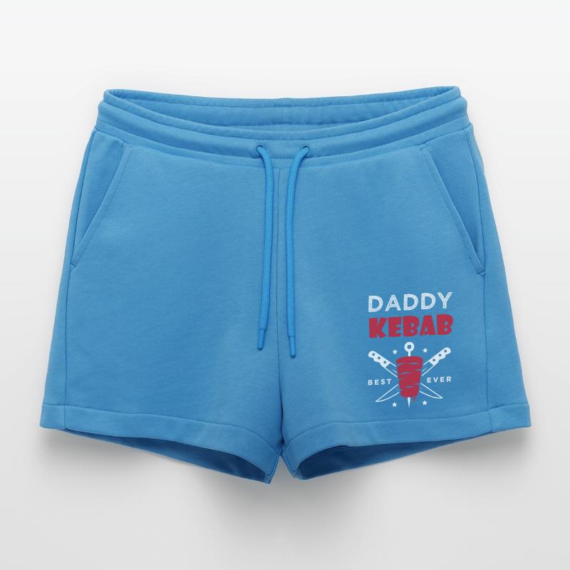 daddy kebab gift dad chef best kebab Organic Relaxed Cropped Shorts Made in EU
