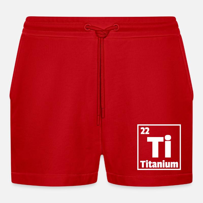 Titan Ti Periodensystem der Elemente - Organic Relaxed Cropped Shorts Made in EU - Rot