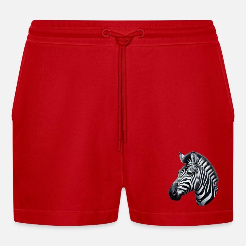 Zebra - Organic Relaxed Cropped Shorts Made in EU - red