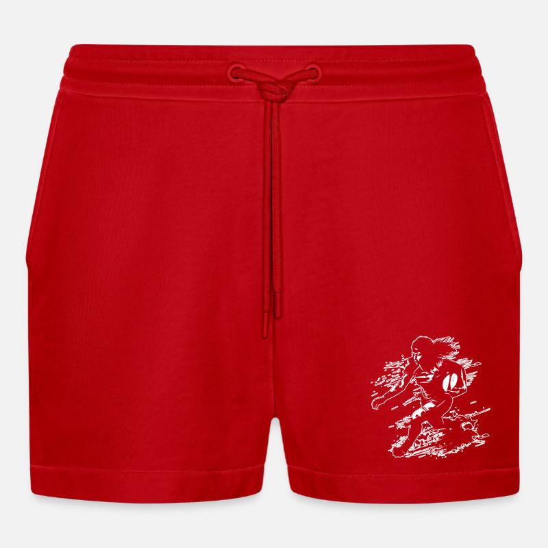 Rugby player - Organic Relaxed Cropped Shorts Made in EU - red
