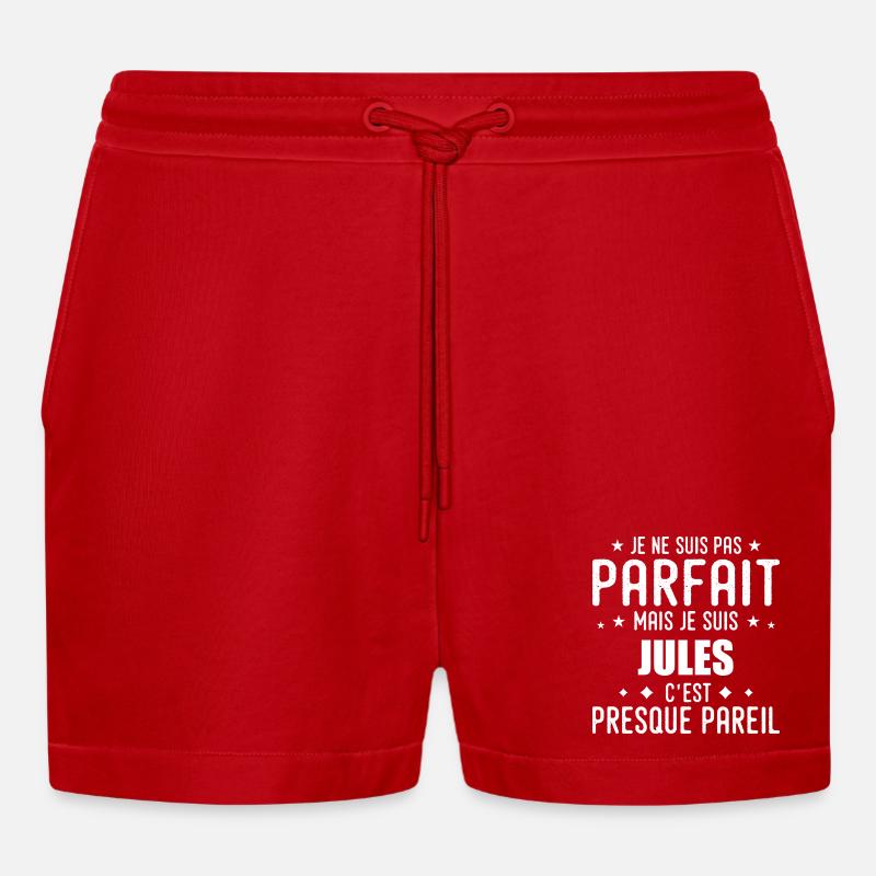 Jules: authentisch, unvollkommen, oberflächlich, perfekt - Organic Relaxed Cropped Shorts Made in EU - Rot