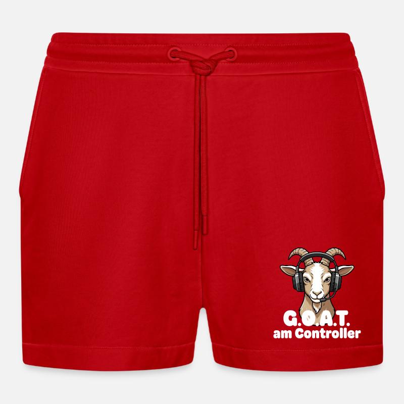 GOAT am Controller - Organic Relaxed Cropped Shorts Made in EU - Rot