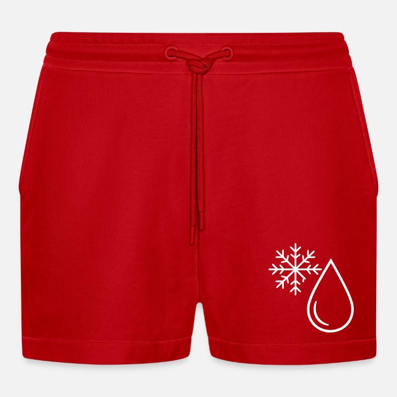 Schnee und Minimalist Drop - Organic Relaxed Cropped Shorts Made in EU - Rot