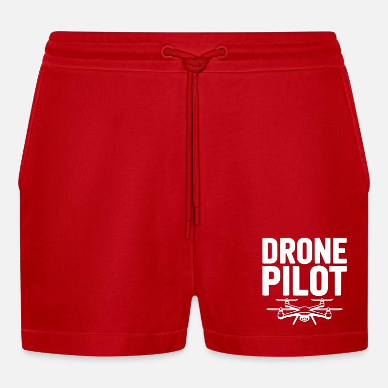 Drone Pilot - Organic Relaxed Cropped Shorts Made in EU - red