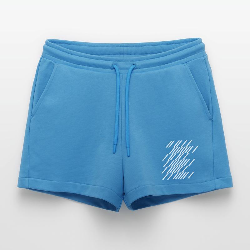 Diagonal Stripe Geom Pattern Organic Relaxed Cropped Shorts Made in EU