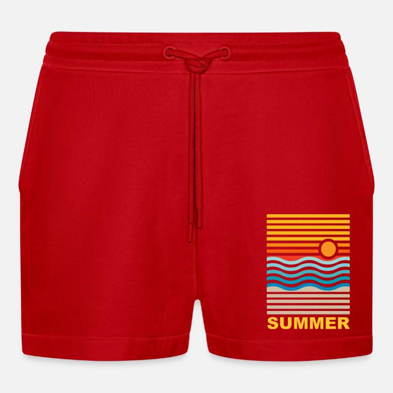 summer - Organic Relaxed Cropped Shorts Made in EU - red