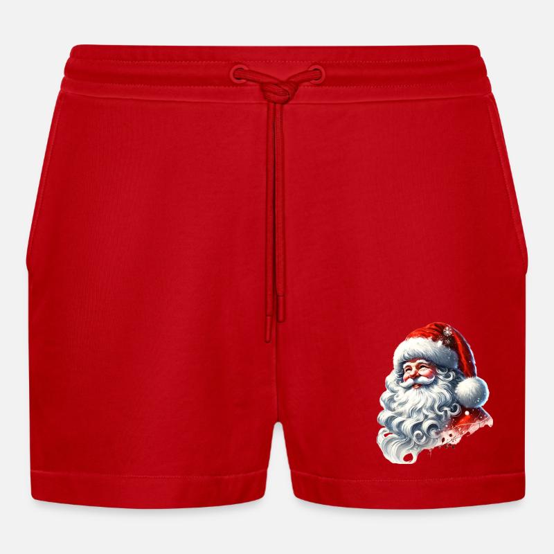 Weihnachtsmann mit strahlendem Lächeln - Organic Relaxed Cropped Shorts Made in EU - Rot