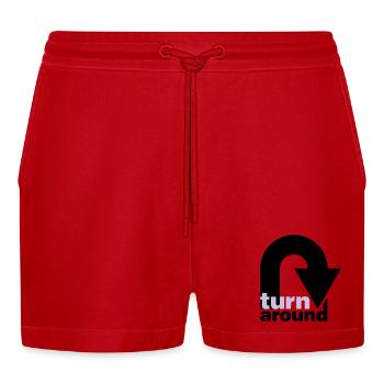 turn around - Organic Relaxed Cropped Shorts Made in EU - Rot - Vorne