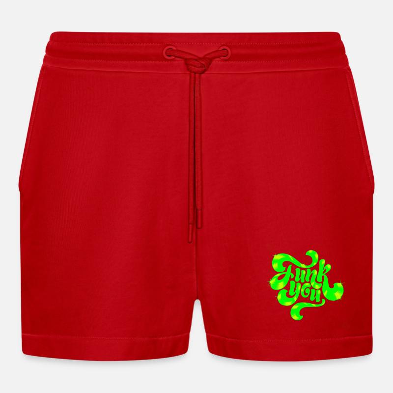 Conception de texte punk néon vert - Short bio décontracté court fabriqué en UE - rouge
