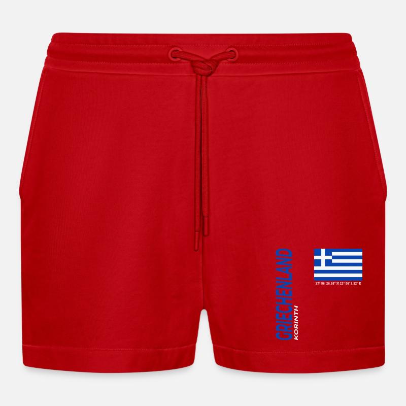 Corinth - Organic Relaxed Cropped Shorts Made in EU - red