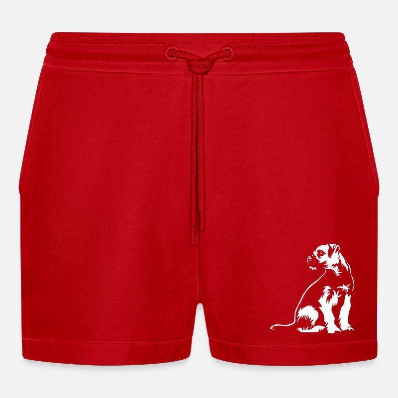 Border Terrier "Black Edition" - Organic Relaxed Cropped Shorts Made in EU - red