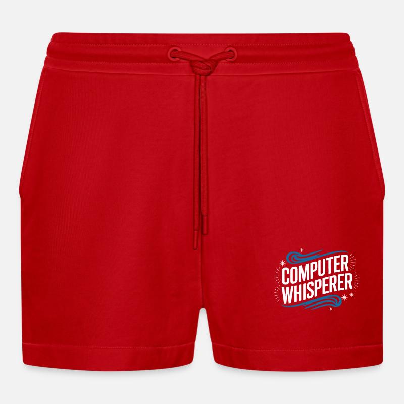 Technischer Support Computerfreak Nerd - Organic Relaxed Cropped Shorts Made in EU - Rot