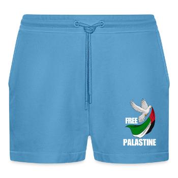 Free Palestine Design – Déclaration pour la paix - Short bio décontracté court fabriqué en UE -  Sol Blue - Devant